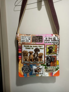 Rescue Pound Dog Bag. Handmade from recycled materials.