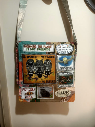 3 Owls Bag. Handmade from recycled materials.
