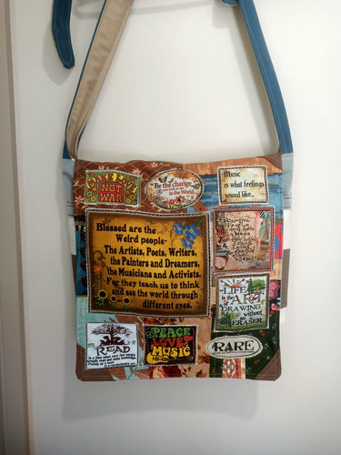 Blessed are the Artists Bag.  Handmade from recycled materials