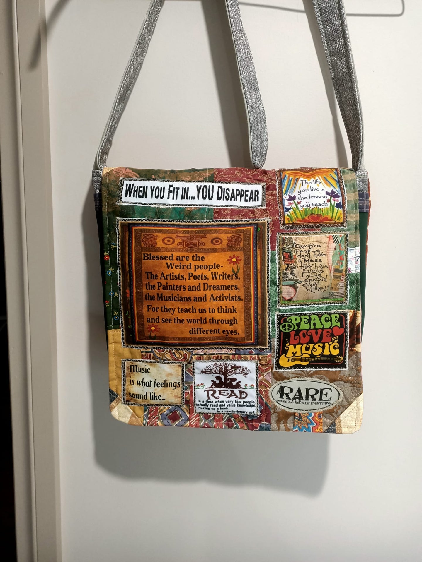 Blessed are the Artists Bag.  Handmade from recycled materials