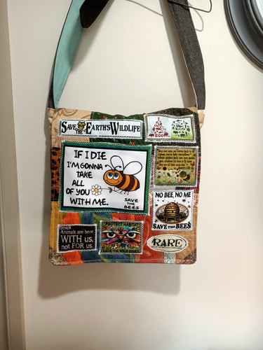 If I Die Bee Bag.  Handmade from recycled materials.