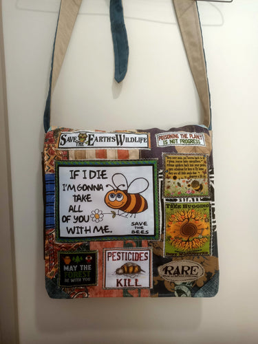 If I Die Bee Bag.  Handmade from recycled materials.