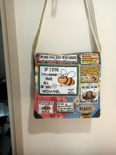 If I Die Bee Bag.  Handmade from recycled materials.