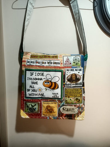 If I Die Bee Bag.  Handmade from recycled materials.