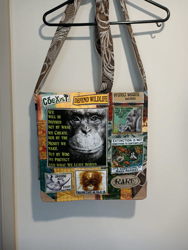 Chimp Leave Behind Bag. Handmade from recycled materials.