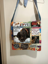 Load image into Gallery viewer, Save the Greyhound Bag. Handmade from recycled materials.