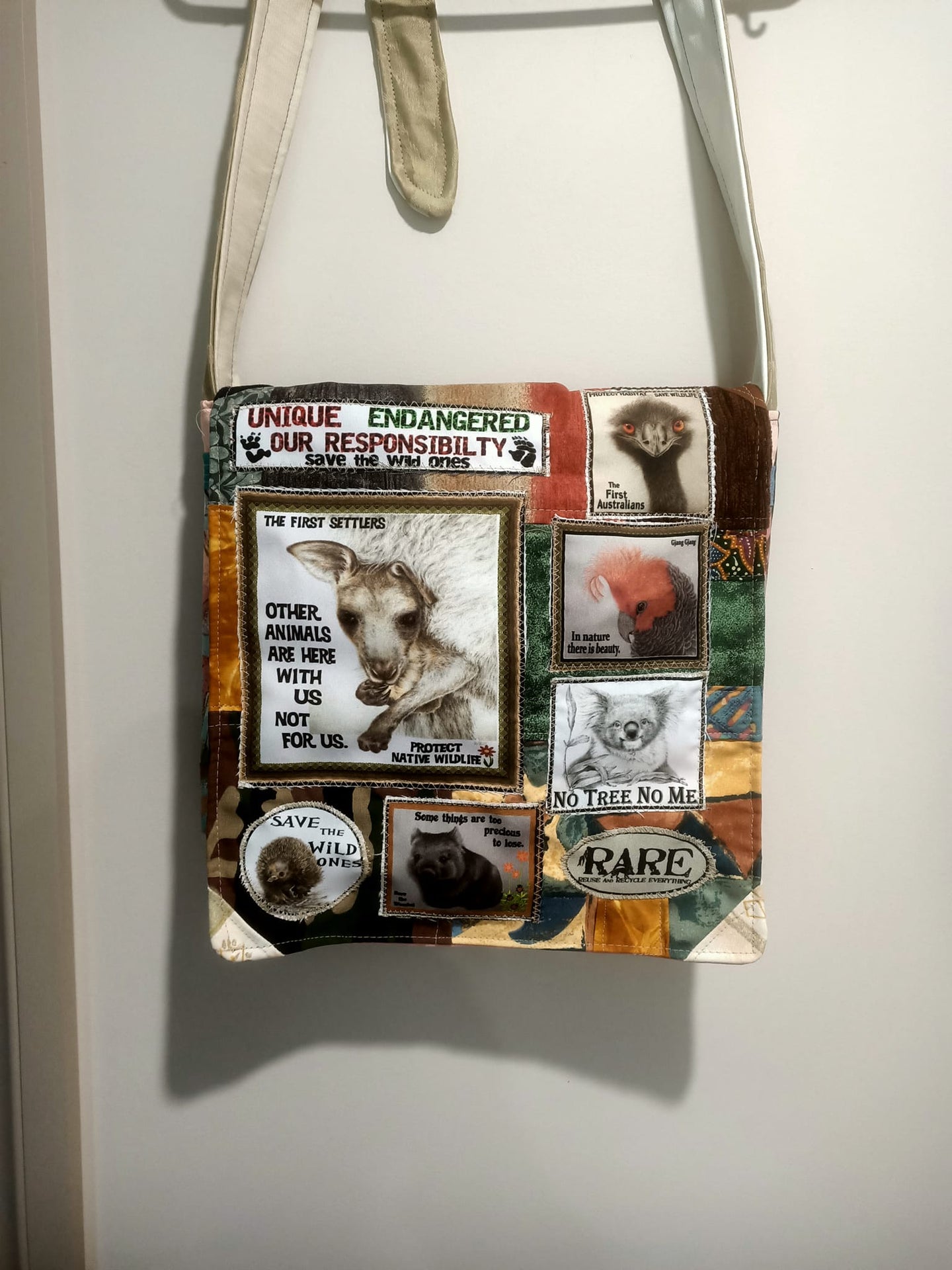 Joey Aussie Wildlife Bag. Handmade from recycled materials.