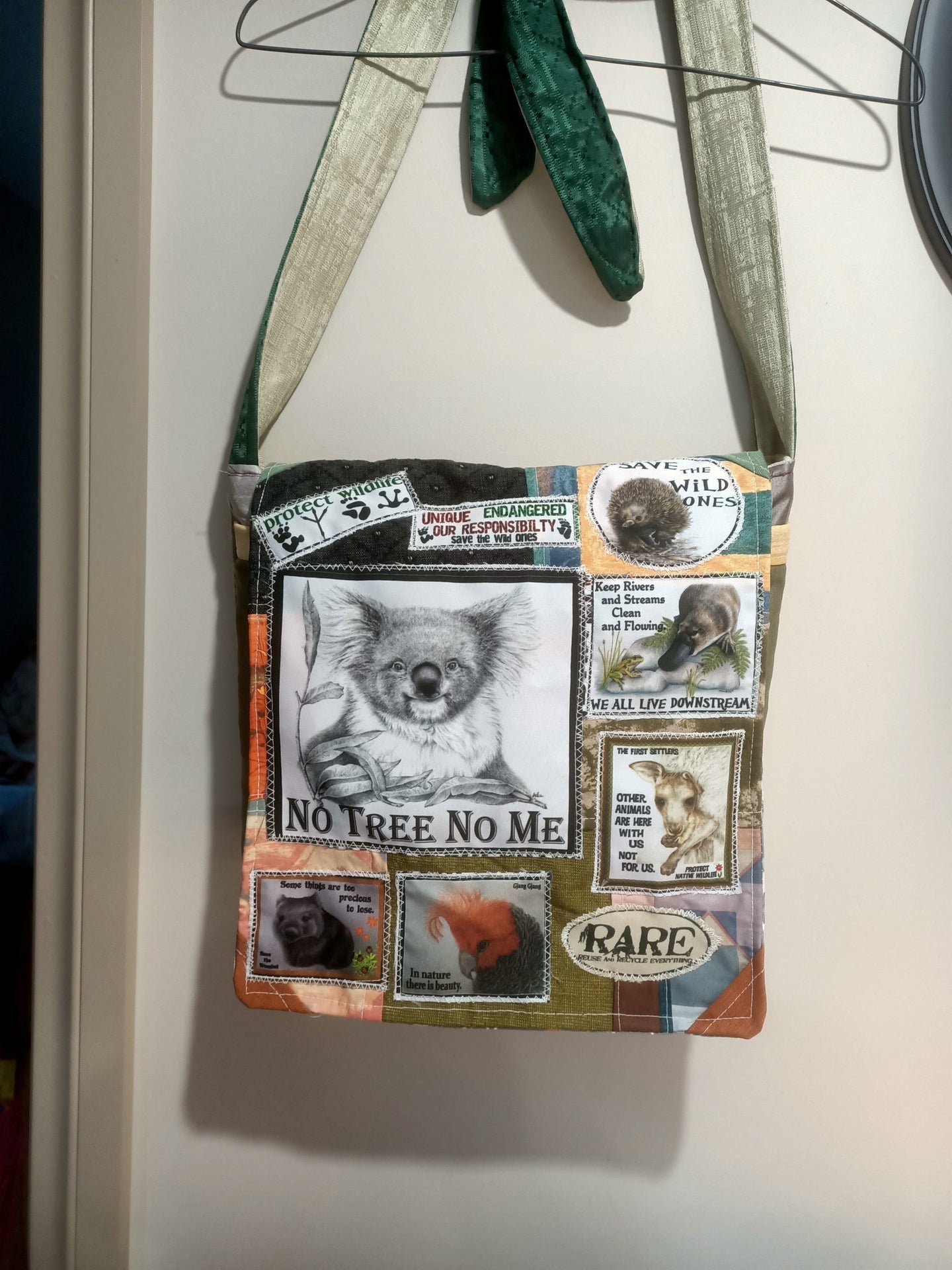 Save the Koala Bag. Handmade from recycled materials.