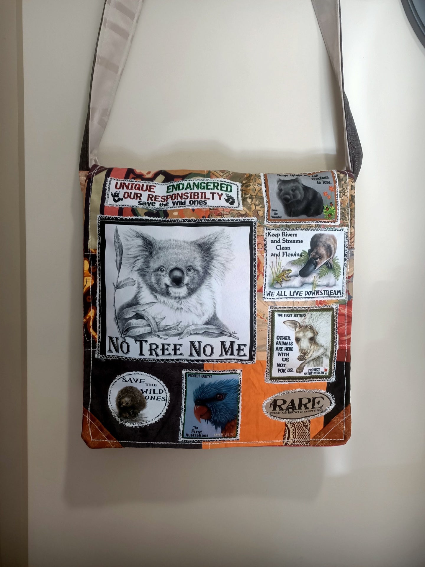 Save the Koala Bag. Handmade from recycled materials.