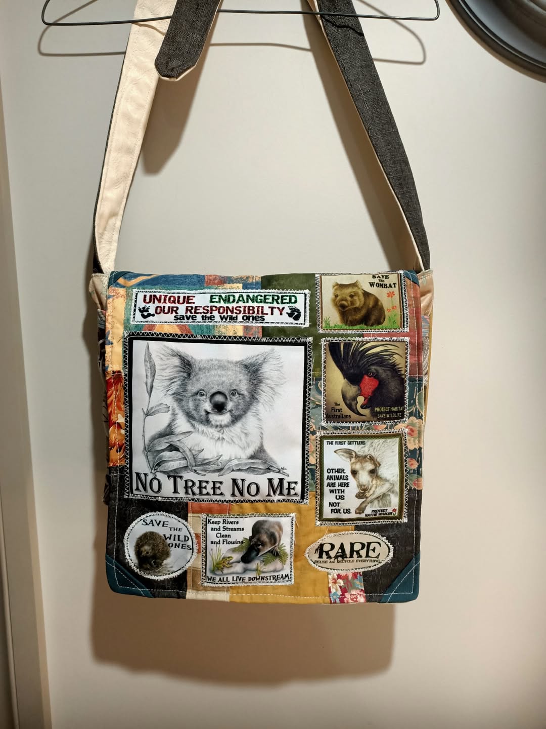 Save the Koala Bag. Handmade from recycled materials.