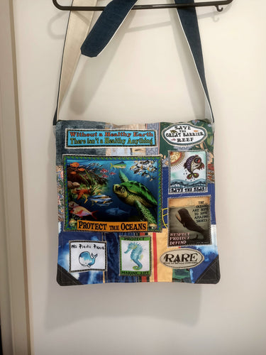 Protect the Oceans Bag. Handmade from recycled materials.