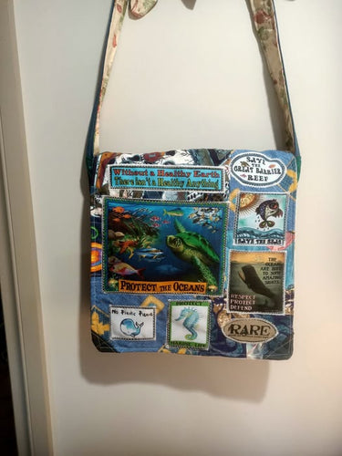 Protect the Oceans Bag. Handmade from recycled materials.