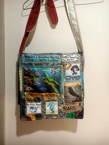 Protect the Oceans Bag. Handmade from recycled materials.