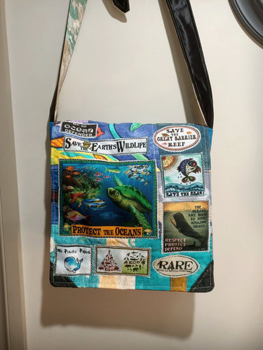 Protect the Oceans Bag. Handmade from recycled materials.
