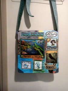 Protect the Oceans Bag. Handmade from recycled materials.