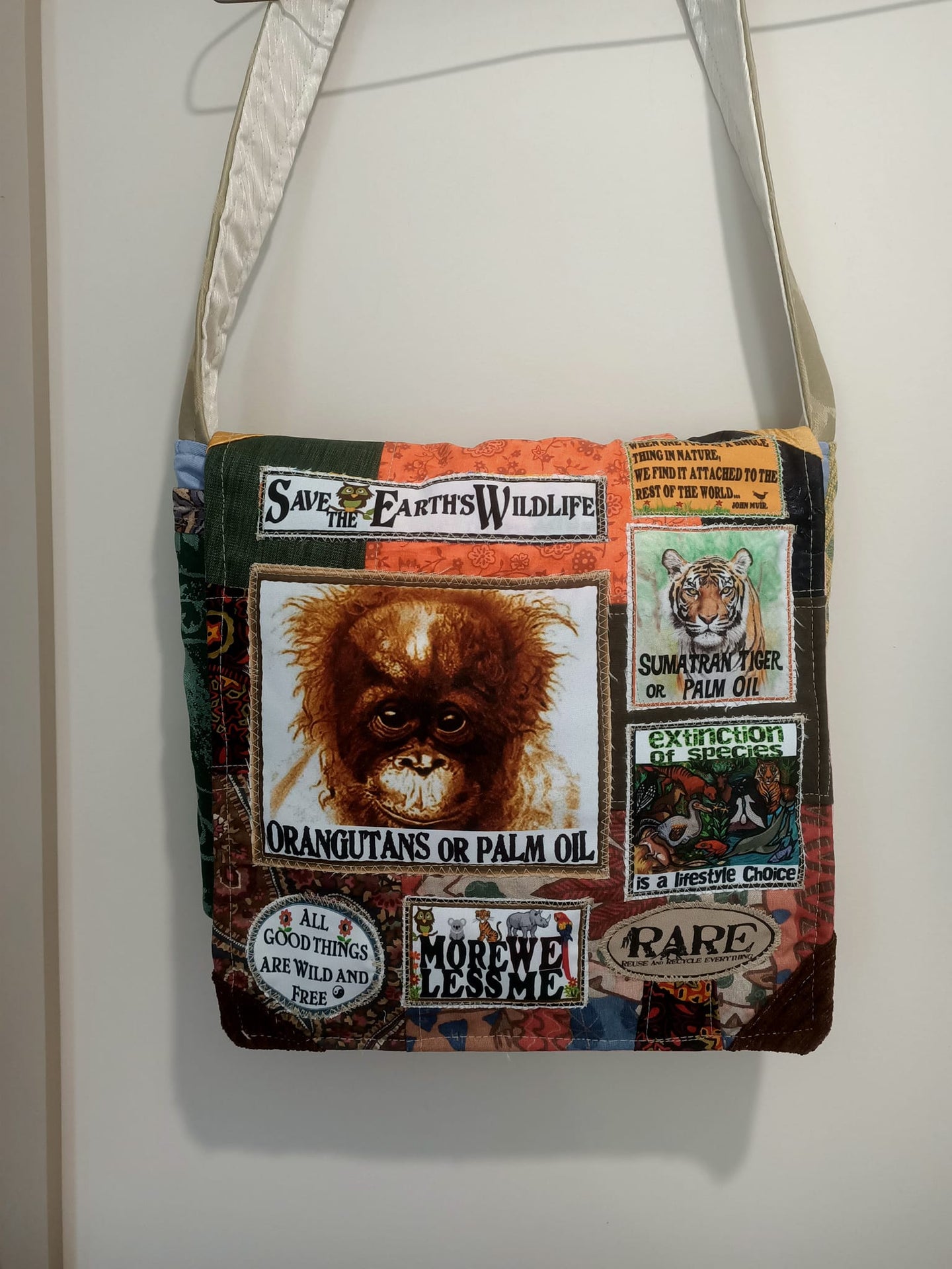 Orangutan or Palm Oil Bag. Handmade from recycled materials.