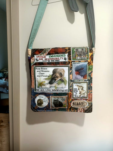 Platypus Bag. Handmade from recycled materials.