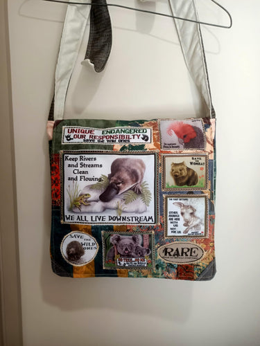 Platypus Bag. Handmade from recycled materials.