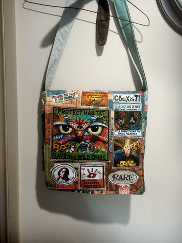 Save the Wild Ones bag. Handmade from recycled materials.