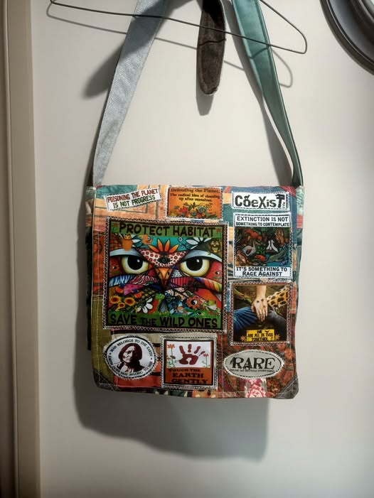 Save the Wild Ones bag. Handmade from recycled materials.