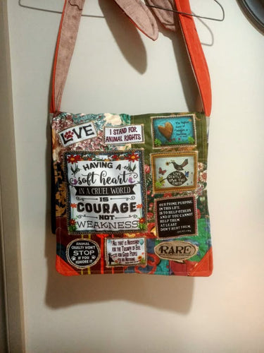Soft Heart Bag. Handmade from recycled materials.