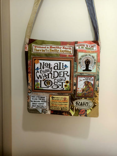 Not all Who Wander are Lost Bag. Handmade from recycled materials.