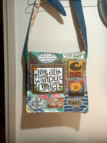 Not all Who Wander are Lost Bag. Handmade from recycled materials.