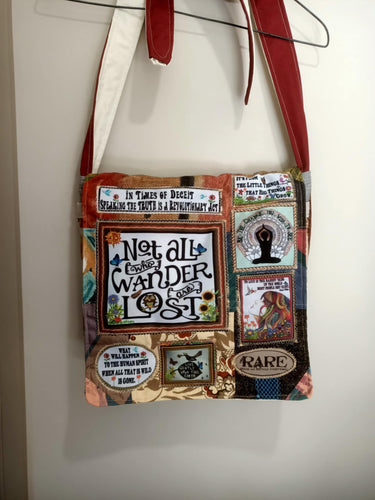 Not all Who Wander are Lost Bag. Handmade from recycled materials.