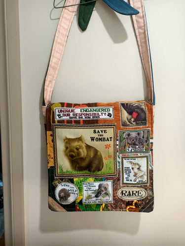 Save the Wombats Bag. Handmade from recycled materials.