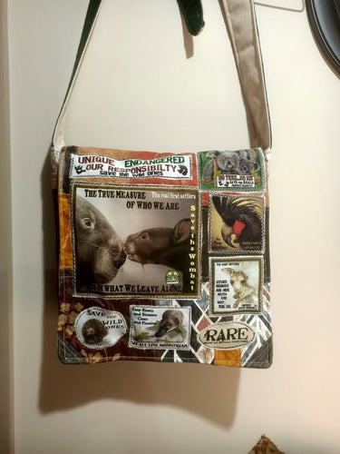 Save the Wombats Bag. Handmade from recycled materials.