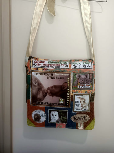 Save the Wombats Bag. Handmade from recycled materials.