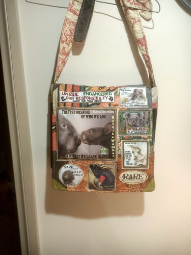 Save the Wombats Bag. Handmade from recycled materials.