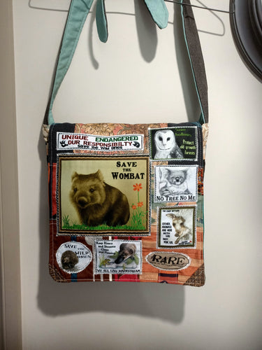 Save the Wombats Bag. Handmade from recycled materials.
