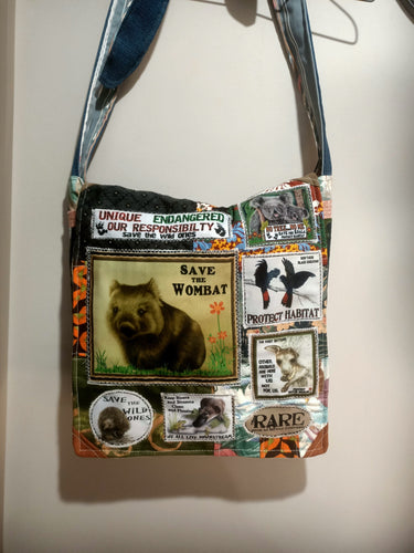 Save the Wombats Bag. Handmade from recycled materials.